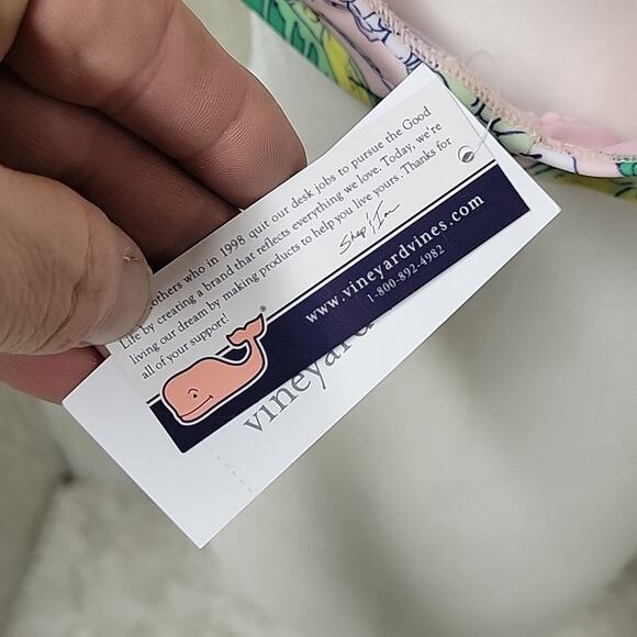 Vineyard Vines Swimsuit Bikini Top Pink Palm Lemon Print Womens Size Large NWT - Picture 5 of 12